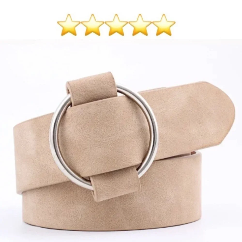 NEW Faux Vegan Leather Belt in Khaki Tan Beige - Picture 3 of 12